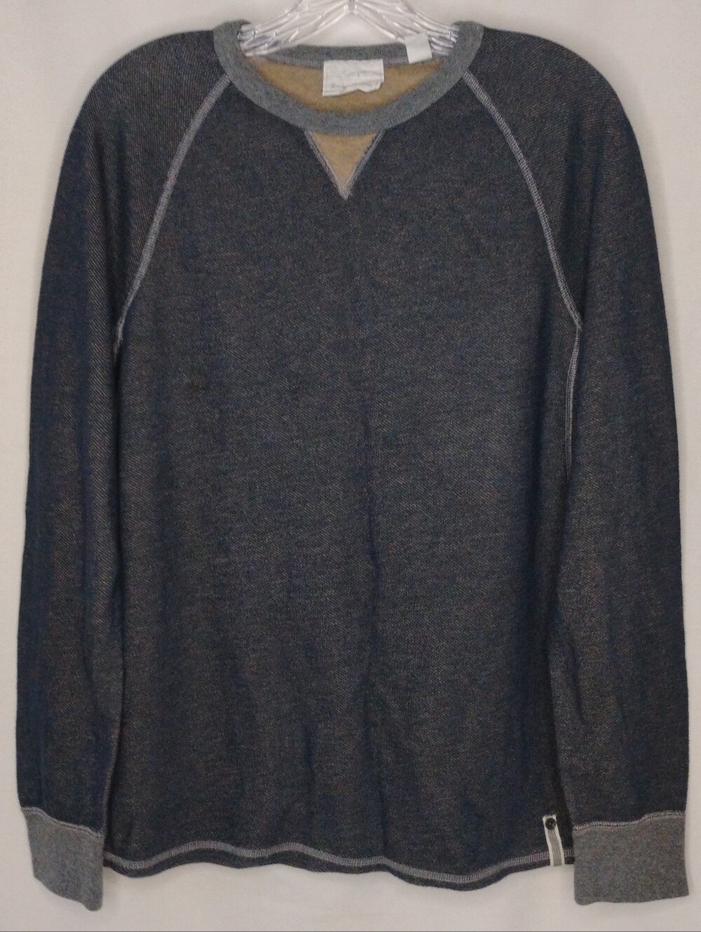 Men's Small Navy / Tan Tommy Bahama Reversible V-Notch Neck Sweater Reverse Seam
